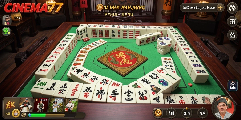 Screenshot CINEMA77 menampilkan gameplay Mahjong yang mengasyikkan.