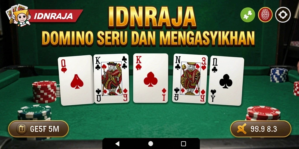 Tangkapan layar utama gameplay Domino di IDNRAJA yang menunjukkan serunya permainan.