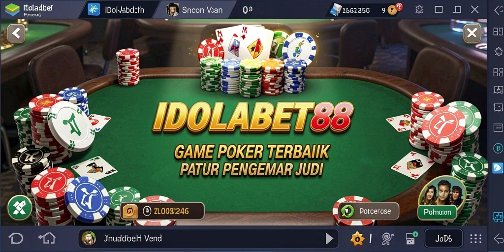 Tampilan gameplay Poker yang mendebarkan di IDOLABET88.