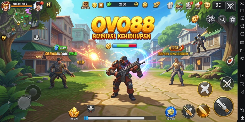 Tampilan gameplay interaktif di OVO88 saat membangun dunia virtual.