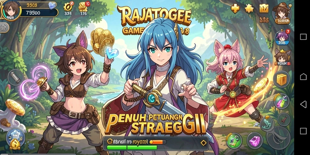 Screenshot gameplay RAJATOGEL yang menunjukkan aksi karakter anime.