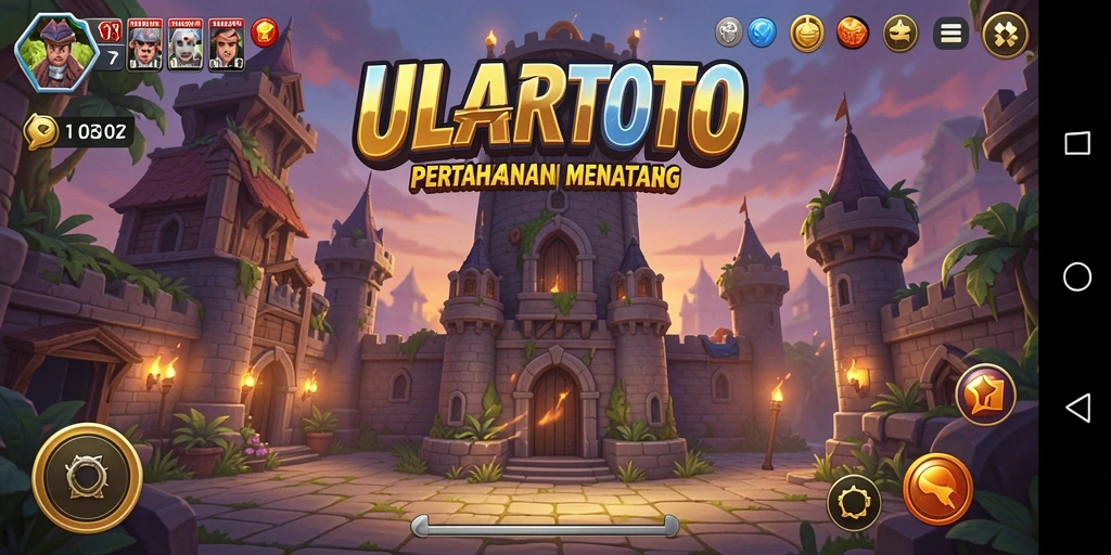 Gameplay ULARTOTO dengan berbagai menara dan musuh yang menantang.